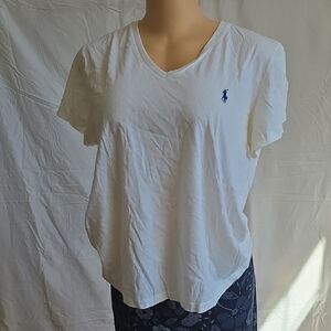 Ralph Lauren White Tee with Blue Emblem